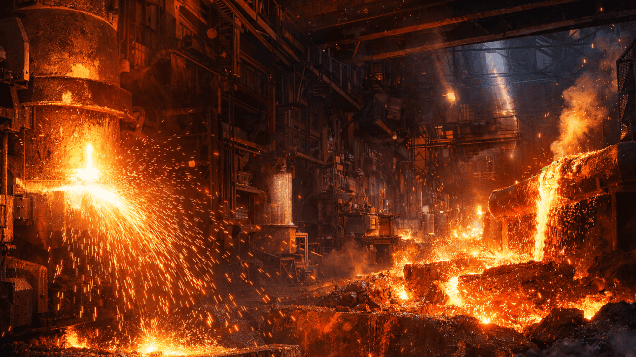 Ferro alloys manufacturing plant in India with molten steel and sparks – Berry Alloys Ltd