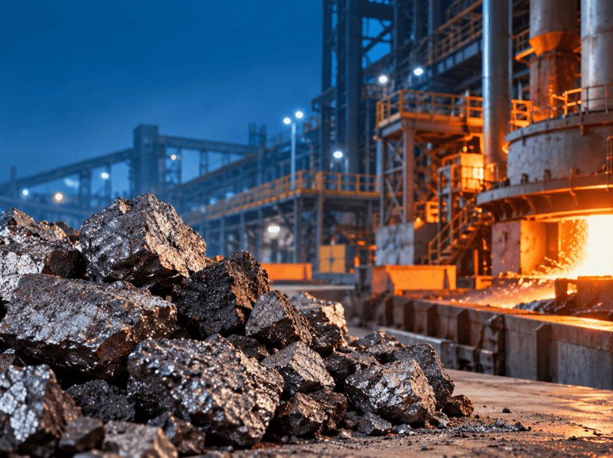 Ferro Manganese alloy and molten steel production in an industrial ferroalloy furnace